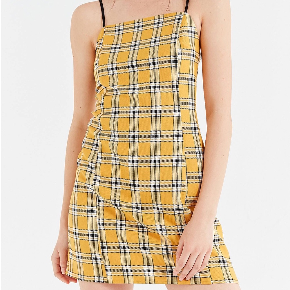 Urban outfitters yellow plaid mini dress